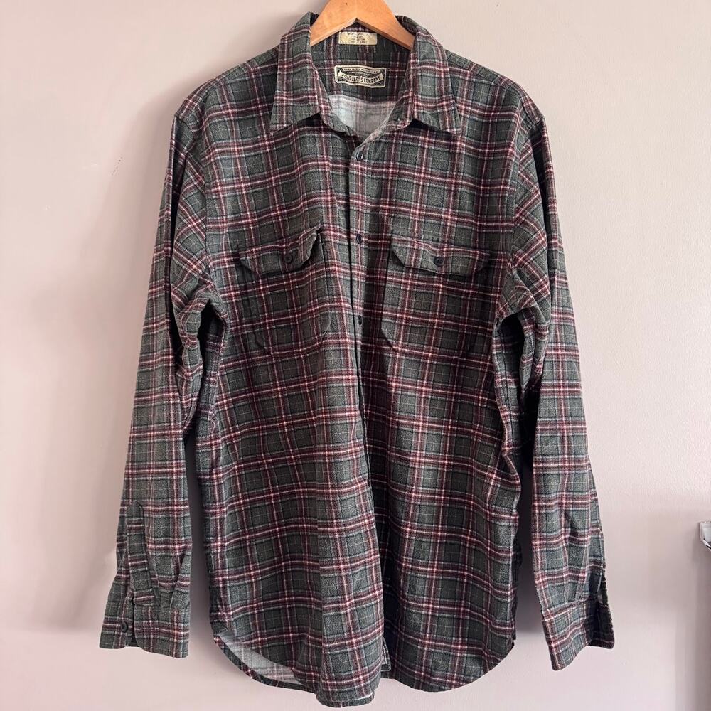 Ralph Lauren Polo Jeans Company Vintage Button Down Plaid Flannel Shirt XL 90s